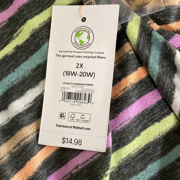 Joyspun Soft Long Sleeve Light Weight Two Pocket Jacket Size 2X New With Tags - Picture 9 of 9